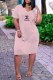 Pink Casual Print Letter V Neck A Line Dresses