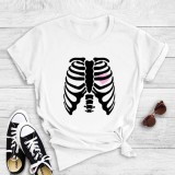White Casual Print Basic O Neck T-Shirts