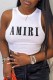 White Sexy Print Letter O Neck Tops