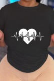 White Casual Print Basic O Neck T-Shirts