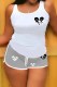 Grey Casual Print Patchwork U Neck Sleeveless Two Pieces