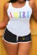 Black Casual Print Letter U Neck Sleeveless Two Pieces
