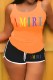 Black Casual Print Letter U Neck Sleeveless Two Pieces