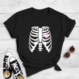 White Casual Print Basic O Neck T-Shirts