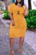 Yellow Casual Print Letter V Neck A Line Dresses