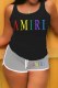 Grey Casual Print Letter U Neck Sleeveless Two Pieces