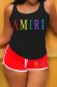 Red Casual Print Letter U Neck Sleeveless Two Pieces