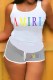 Grey Casual Print Letter U Neck Sleeveless Two Pieces