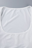 Red Casual Solid Patchwork U Neck Short Sleeve Two Pieces