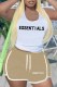 Khaki Casual Print Letter U Neck Sleeveless Two Pieces