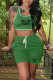 Green Casual Print Patchwork U Neck Sleeveless Two Pieces