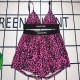 Burgundy Sexy Vacation Print Letter Swimwears