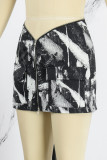 Red Casual Print Patchwork Skinny Low Waist Conventional Full Print Bottoms
