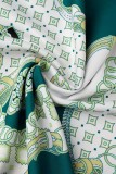 Green Casual Print Patchwork Half A Turtleneck Long Dress Dresses