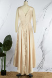 Rose Red Elegant Solid Patchwork O Neck Evening Dress Dresses