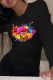 Black Street Lips Printed Patchwork O Neck Tops