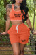 Orange Red Casual Print Patchwork U Neck Sleeveless Two Pieces