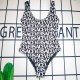 Black Sexy Print Backless Letter Swimwears