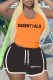 Black Casual Print Letter U Neck Sleeveless Two Pieces
