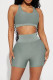 Grey Casual Sportswear Solid Patchwork O Neck Sleeveless Two Pieces