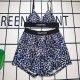 Blue Sexy Vacation Print Letter Swimwears