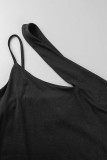 Yellow Sexy Casual Solid Hollowed Out One Shoulder Sleeveless Dress Dresses