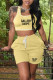 Light Yellow Casual Print Patchwork U Neck Sleeveless Two Pieces