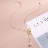 Gold Casual Daily Party Butterfly Patchwork Pearl Necklaces
