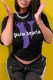Black Casual Print Letter O Neck T-Shirts