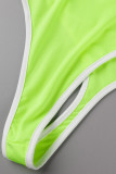 Fluorescent Color Sexy Solid Patchwork Swimwears