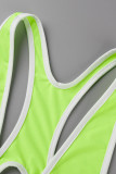 Fluorescent Color Sexy Solid Patchwork Swimwears