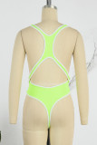 Fluorescent Color Sexy Solid Patchwork Swimwears