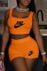 Orange Casual Print Letter U Neck Sleeveless Two Pieces
