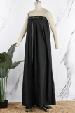 Camel Celebrities Solid Patchwork With Belt Strapless Straight Jumpsuits