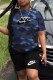 Blue Casual Print Letter O Neck Short Sleeve Two Pieces