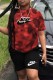 Red Casual Print Letter O Neck Short Sleeve Two Pieces