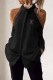 Black Casual Elegant Print Letter Turndown Collar Tops