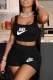 Black Casual Print Letter U Neck Sleeveless Two Pieces