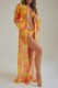 Yellow Sexy Casual Print Cardigan Swimsuit Three Piece Set
