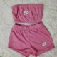 Pink Casual Letter Embroidered Strapless Sleeveless Two Pieces