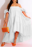 Orange Casual Solid Patchwork Asymmetrical Off the Shoulder Straight Dresses