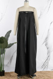 Camel Celebrities Solid Patchwork With Belt Strapless Straight Jumpsuits