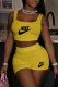 Yellow Casual Print Letter U Neck Sleeveless Two Pieces