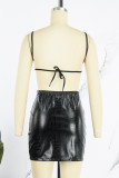 Black Sexy Solid Backless Spaghetti Strap Sleeveless Dress Dresses