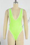 Fluorescent Color Sexy Solid Patchwork Swimwears