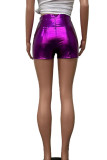 Purple Street Solid Patchwork High Waist Pencil Solid Color Bottoms