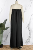 Camel Celebrities Solid Patchwork With Belt Strapless Straight Jumpsuits