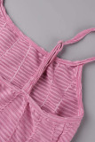 Pink Sexy Solid Patchwork Spaghetti Strap One Step Skirt Dresses