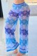 Royal Blue Street Letter Patchwork Loose Mid Waist Wide Leg Bottoms