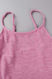 Pink Sexy Solid Patchwork Spaghetti Strap One Step Skirt Dresses